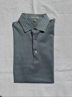 NWOT Peter Millar Men's Striped Polo golf Shirt - Green/White S